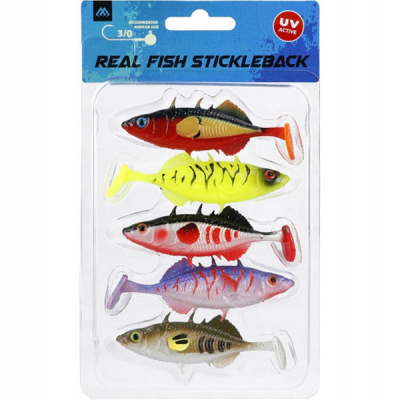 Силиконовая приманка Mikado Real Fish Stickleback 5cm цвет MIX (5шт.) разные (PMRFS-5-MIX)