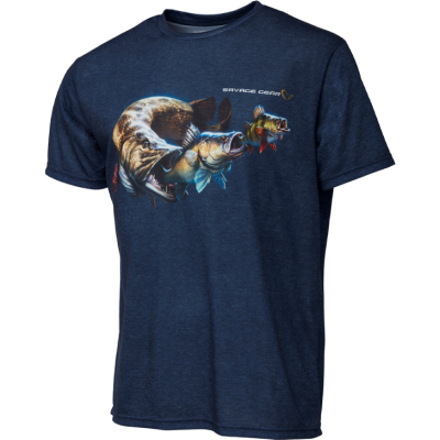 Футболка Savage Gear Cannibal Tee Blue Melange T-Shirt, р.L, арт.71584