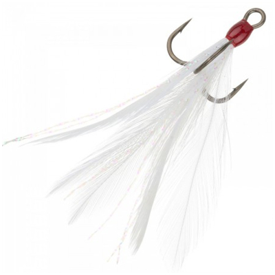 Крючок тройной BKK с опушкой Feathered Spear 21-SS (A-ET-6180) #8 (3шт) White