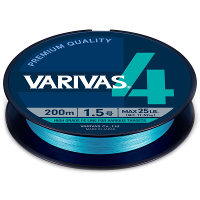 Плетеный шнур Varivas PE x4 200m Water Blue #0.6 (10lb)