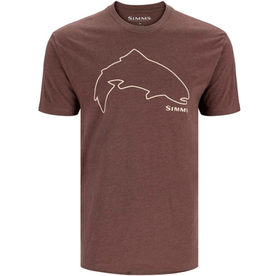 Футболка Simms Trout Outline T-Shirt, Brown Heather, XXL