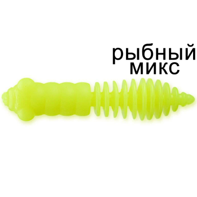 Силиконовая приманка Ojas Happy P-35: Сhartreuse (fluo), Рыбный микс, 14шт/банка