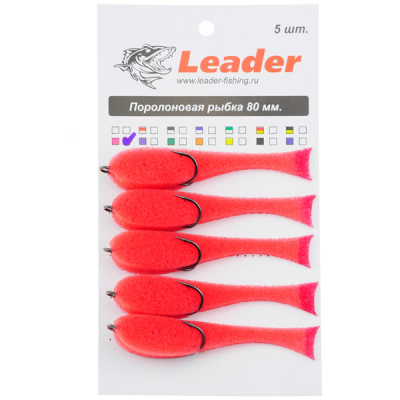 Поролоновая рыбка Leader 80 мм. кр. 1 красная
