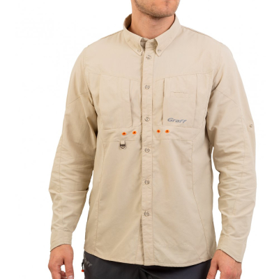 Рубашка с УФ-защитой UPF50 бежевая Graff 807-KO-CL-10 р. 3XL