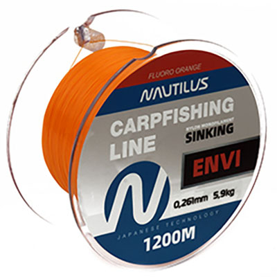 Леска карповая Nautilus Envi Fluoro orange 1200м. 0,402мм, 13,7кг