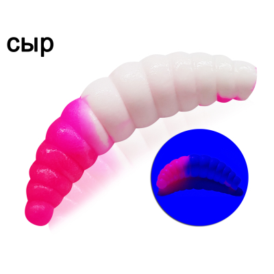 Силиконовая приманка Microfishing Magott 1,9" - 8шт #7 Бело-розовый Сыр