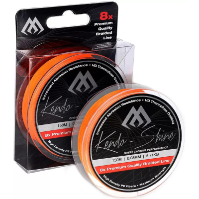 Плетеный шнур Mikado Kendo Shine 8-x HDPE 150m Orange 0.12mm /9.62kg