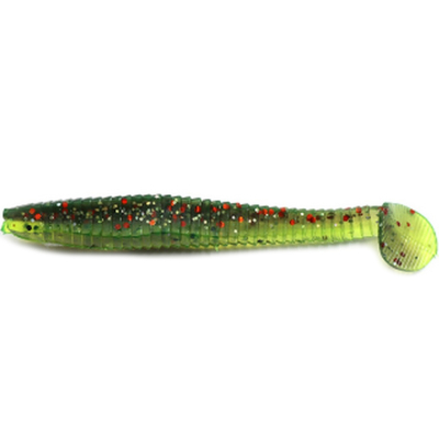 Силиконовая приманка Yaman Flatter Shad 4" цвет #15 - Violet Lime (уп. 5 шт.)