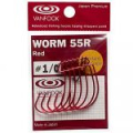 Крючок офсетный Vanfook WORM-55R Red №4/0, 5 pcs/pack