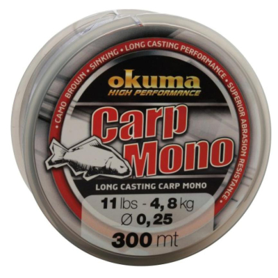 Леска Okuma Carp Mono 300m Dark Brown 0.25mm 4.8kg