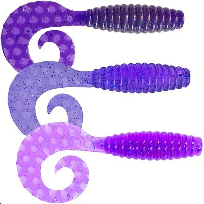 Силиконовая приманка МикроDжиг Curly Grab 2.0" 50мм цвет Фиолетовый Тёмный - Фиолетовый Прозрачный - Пурпурный