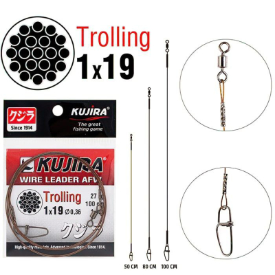 Поводок Kujira Trolling Wire Leader 1х19 (AFW) 0,36 20 кг 80 см (1шт.)