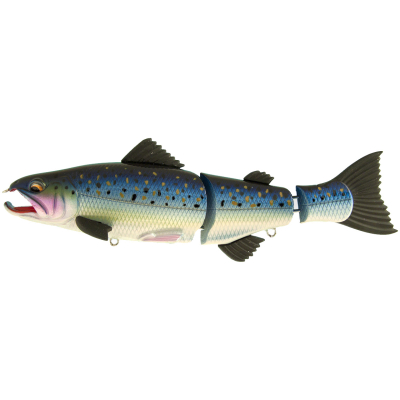 Свимбейт Strike Pro Salmonid Minnow 3-составной тонущий с резиновым хвостом 15см 43гр Загл.1,0-4,0 цв. #968T