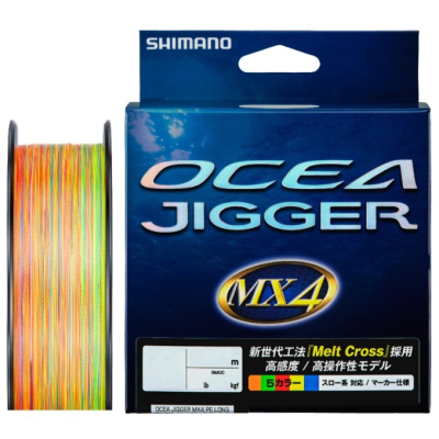 Шнур PE Shimano PL-O74P Ocea Jigger MX4 300m 10M*5Col. #3.0 (23.6kg)