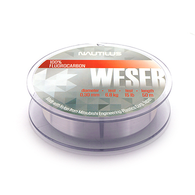 Леска Nautilus Weser Fluorocarbon Clear 50м d-0.18мм 2.7кг
