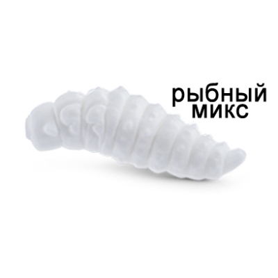 Силиконовая приманка Ojas Oks 32, White (fluo), 10шт/банка, аромат Рыбный микс