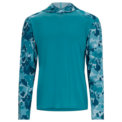 Термофутболка Simms Bugstopper Solarflex Hoody, Neptune/Regiment Camo, L