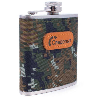 Фляжка "СЛЕДОПЫТ", в оплетке из oxford camo pixel, 180 мл