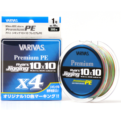 Шнур плетеный Varivas Jigging 10×10 Premium PE X4 300m #4 (56lb)