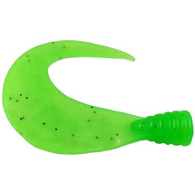 Хвост твистерный Strike Pro Big Sickle Tail Большой серп 12см (развернутый 16см) 20гр. цвет зеленый флюр 2шт