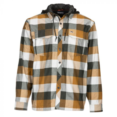 Рубашка Simms Coldweather Hoody, Dark Bronze Buffalo Plaid, M