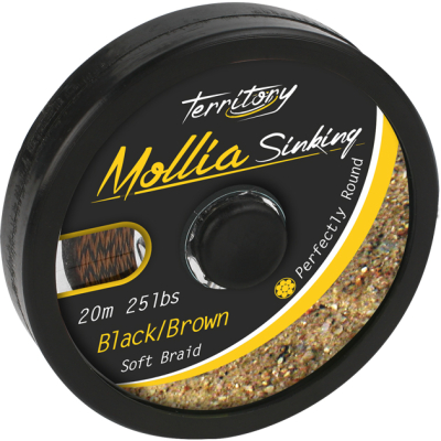 Поводочный плетеный шнур Mikado Territory Mollia Sinking 20m чёрно-коричневый (25LB) AMC-MH25B/B
