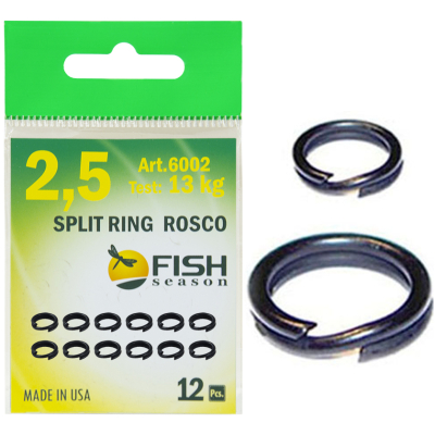 Кольцо заводное Fish Season Slim Ring Rosco, №00. 3,23 мм/4,32 мм, BLACK, тест 4 кг. (уп. 16 шт)