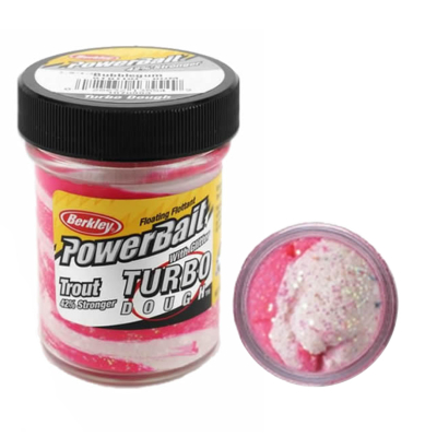 Паста форелевая двухцветная Berkley GLITTER TURBO DOUGH Bubblegum