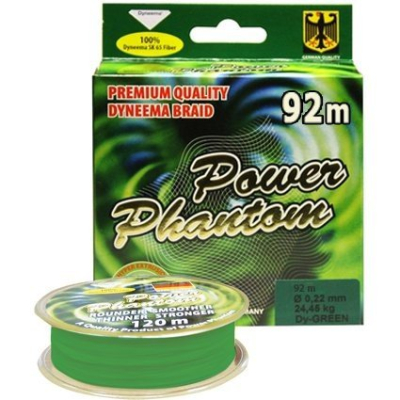 Шнур Power Phantom 4x, 92м, зеленый, 0,33мм, 38,25кг