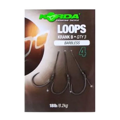 Поводок готовый Korda Loop Rigs Krank Barbless №4 18 lb безбородый KCR117