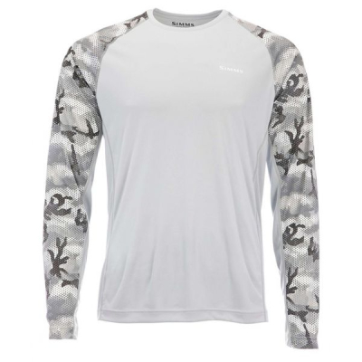 Термофутболка Simms SolarFlex LS Crewneck - Print, Hex Flo Camo Steel, XL