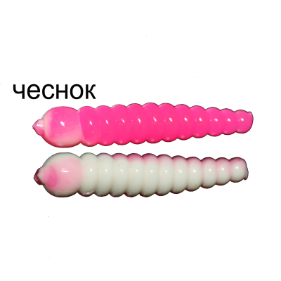 Мягкая приманка MicroFishing Личинка 3см 10шт. Бело-Розовый Чеснок