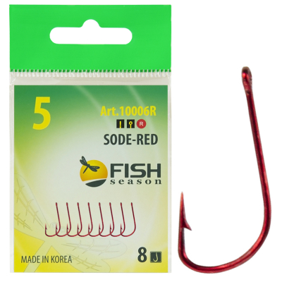 Крючок Fish Season Sode-Ring №6 с ушком, покрытие RED (8 шт)