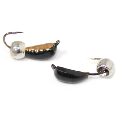 Мормышка Уралка рифлёная №2 (чм)+ шар серебро(0,7)