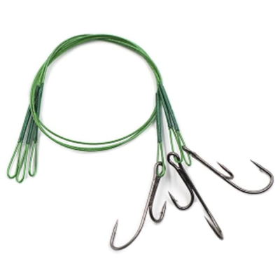 Поводок стальной NAMAZU Leader 1х7 Nylon Coated Green, d-0,42 мм, L-20 см, с живцовым крючком 4715 D