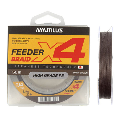 Шнур Nautilus X4 Feeder Braid Dark Brown 150м d-0.08мм 4.5кг