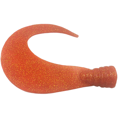 Хвост твистерный Strike Pro Big Sickle Tail Большой серп 12см (развернутый 16см) 20гр. цвет оранжевый с блестками