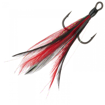 Крючок тройной BKK с опушкой Feathered Spear 21-SS (A-ET-6166) #2 (3шт) Red-Black