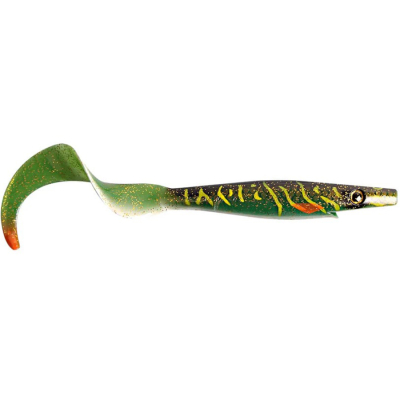 Силиконовая приманка Strike Pro Pig Tail Junior 230мм 37гр. цвет Green Motoroil Pike UV (уп./2шт.) (SP-172R#MN3)