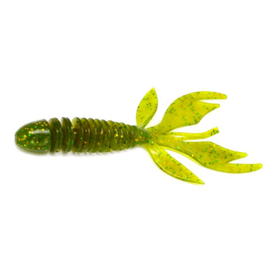 Силиконовая приманка Garry Angler Wooly Hawgtail 2,75" (Ослиные уши) 6 шт/Чеснок цвет #Темно-зеленый с блестками