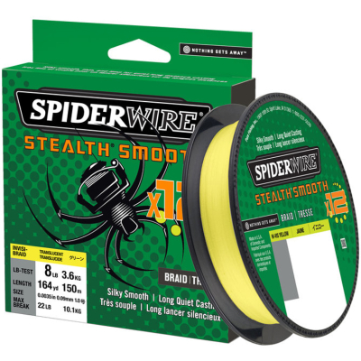 Леска плетеная SpiderWire Stealth Smooth 12 Braid Яркожелтая 150м 0.39мм 46.3кг