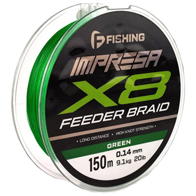 Шнур F-Fishing Impresa Braid PE X8 Feeder 150m Green 0,14мм 9,1кг/20lb