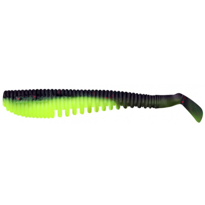 Силиконовая приманка Yaman Pro Legend Minnow 4" цвет #32 - Black Red Flake/Chartreuse (уп. 5 шт.)