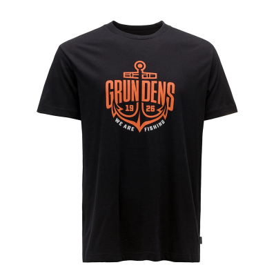 Футболка Grundens Logo Anchor SS T-Shirt, Black, S