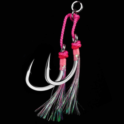 Крючок Ecooda Pink Style Jigging Hooks (Double hook), прочность 88LB/40kg, уп.2 шт.