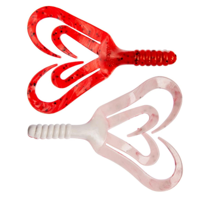 Силиконовая приманка Helios Credo Four Tail 2,35"/6 см Red & White 10шт. (HS-20-003)