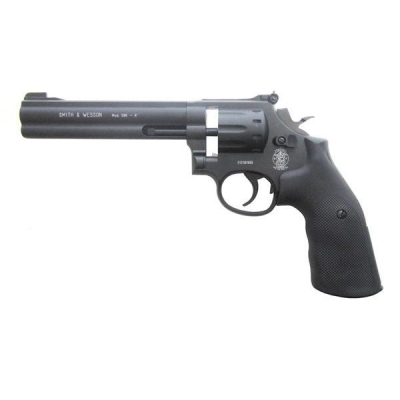Пистолет пневматический S&W 586-6" (чёрный с чёрн. резин. накладками)