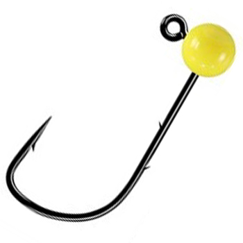 Вольфрамовая джиг-головка на крючке Mustad 32891NP-BN #1, Fluo Yellow, 4 мм, 0,68 гр.
