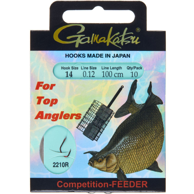 Крючки с поводком Gamakatsu Booklet BR. Feeder 2210R разм. 14-0.12мм 100см 10шт.