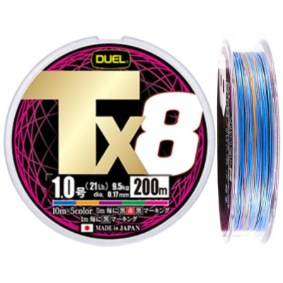 Плетеный шнур Duel PE Tx8 200м 5Color #0,6 (0,13мм) 6,4kg